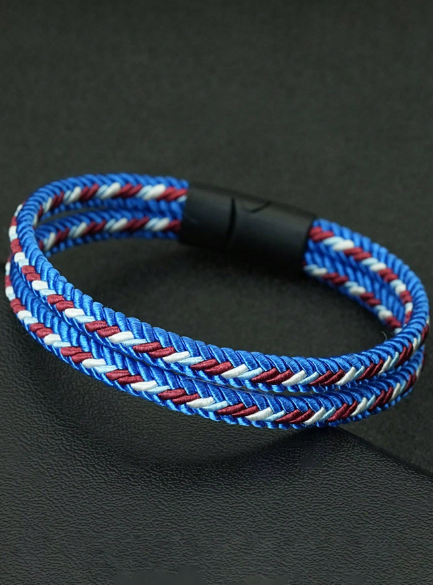 diffone Fashion Colorful Double Rope Men Armband Bracelet Bangle Charms Black Magnetic Bracelet