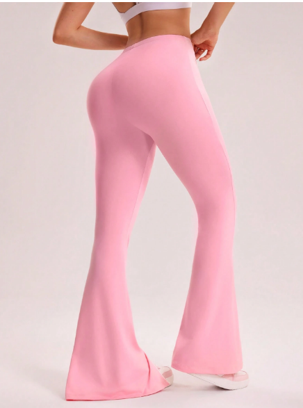 Shein Women's Casual Sports Flare Leg Pants With Side Slit, M -.