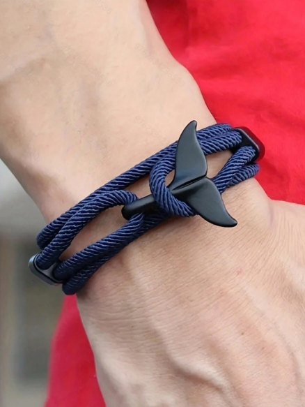 1pc Oceanic Anchor Whale Tail Braided Rope Bracelet