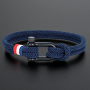1pc Outdoor Casual Anchor Braided Rope U-Shaped Bracelet NAVY