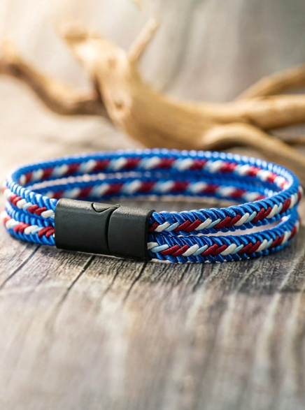diffone Fashion Colorful Double Rope Men Armband Bracelet Bangle Charms Black Magnetic Bracelet