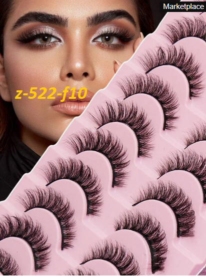 Shein 10 Pairs Natural False Eyelashes Fluffy Soft Dramatic 3D , Z-522-F10 +