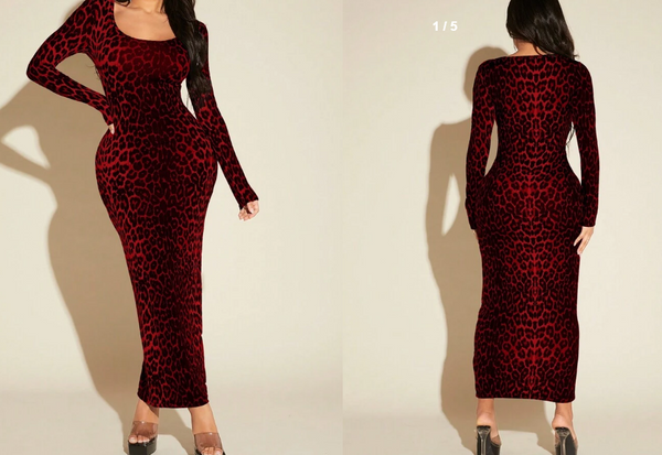 Shein Women'S Sexy Leopard Print Dress +
