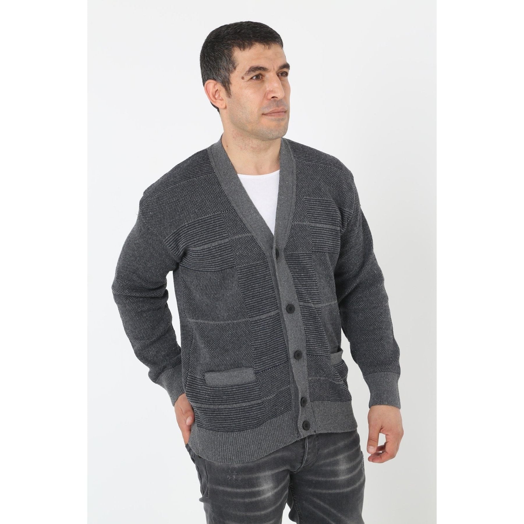 KMKkazan Baba Lycra Buttoned Batal Plus Size Coat Cardigan, 4XL +