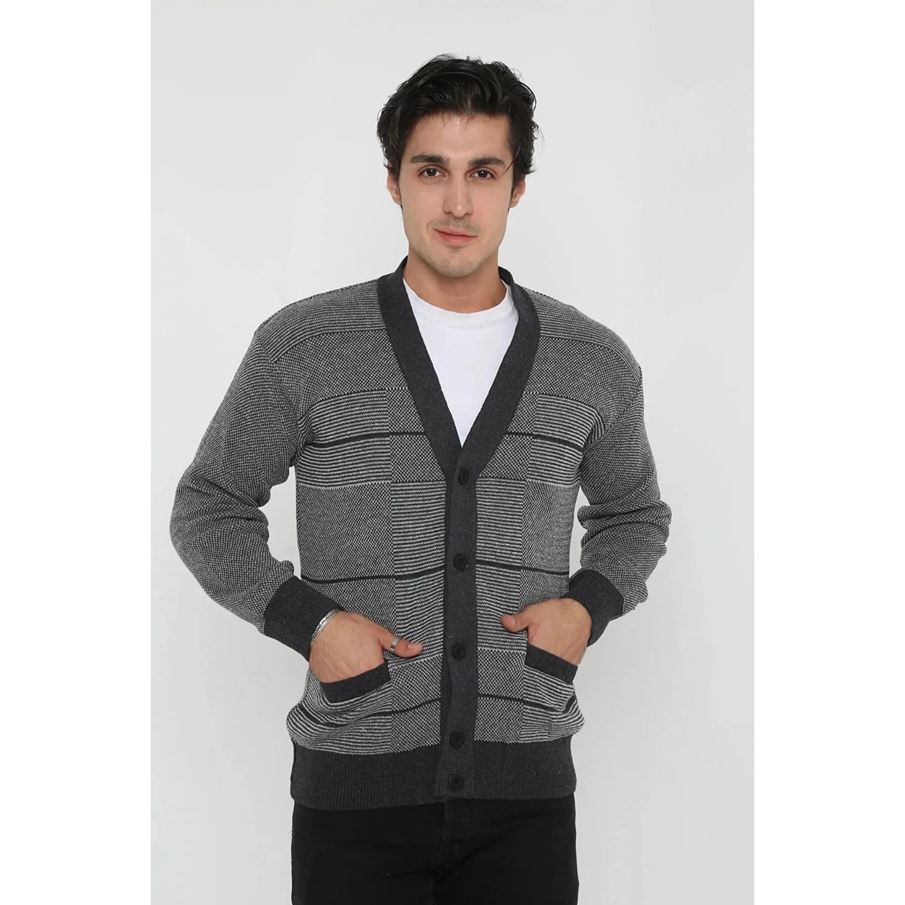 KMKkazan Baba Lycra Buttoned Batal Plus Size Coat Cardigan +
