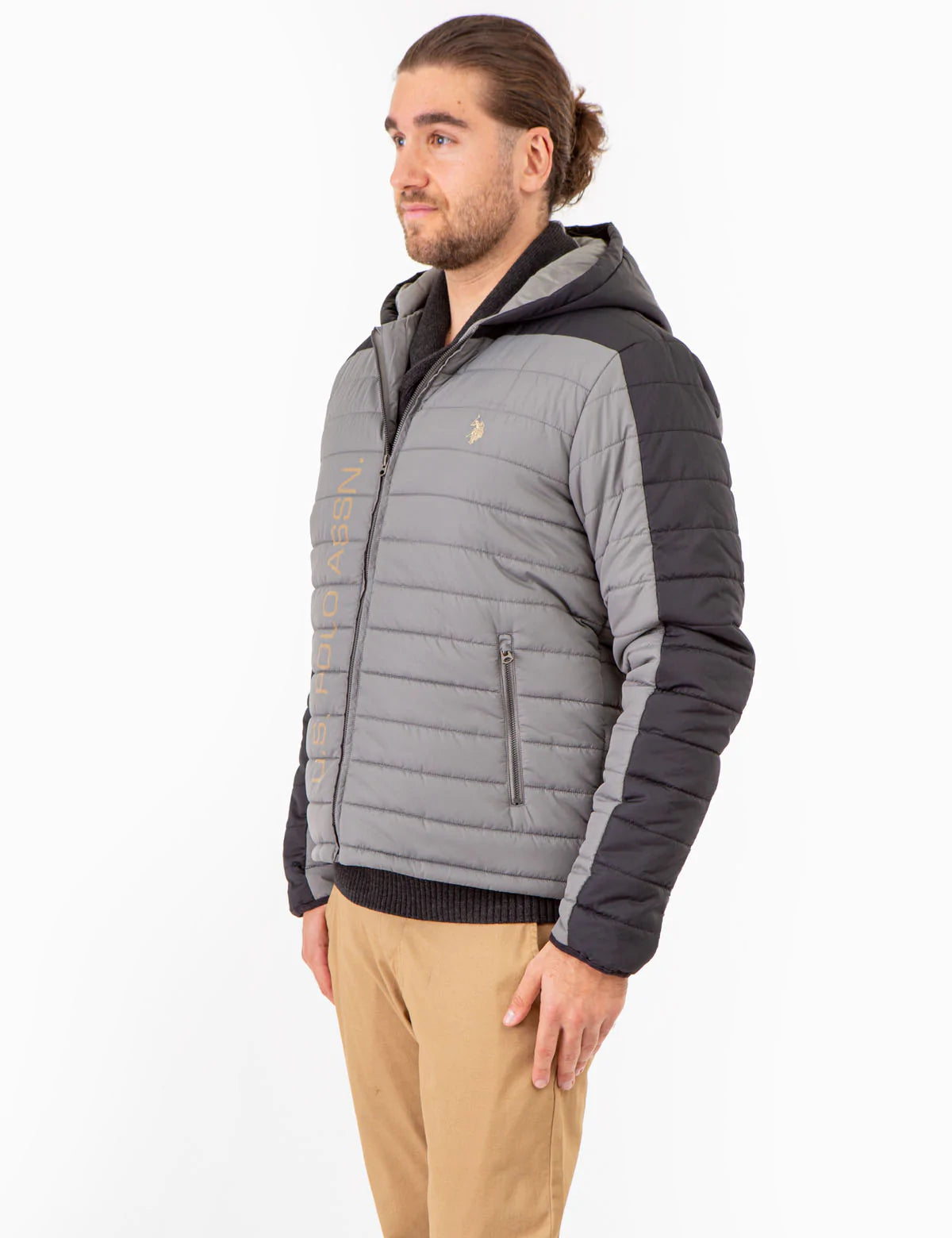 U.S. Polo Colorblock Quilted Puffer Jacket, M +