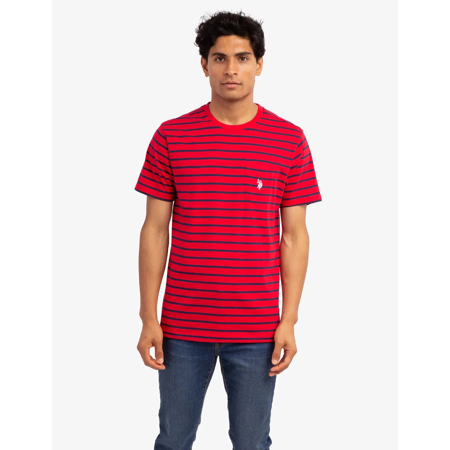 U.S. Polo Striped Chest Pocket T-Shirt, S +