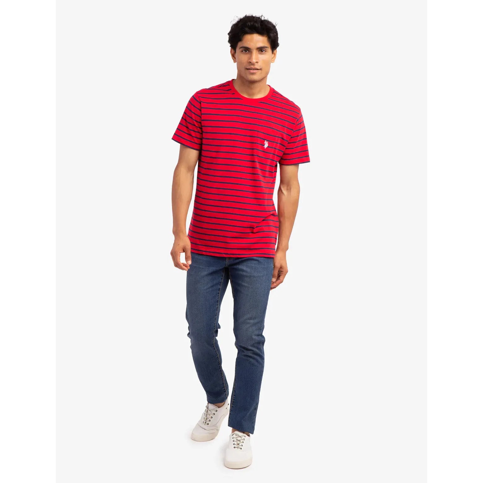 U.S. Polo Striped Chest Pocket T-Shirt, S +