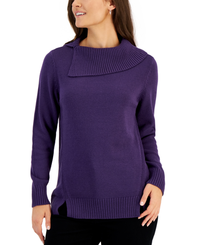 Karen Scott Women's Split Funnel-Neck Sweater, XL*/#