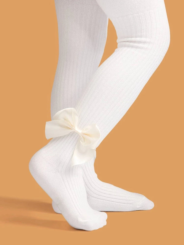 Shein Toddler Girls Bow Decor Tights, XL +
