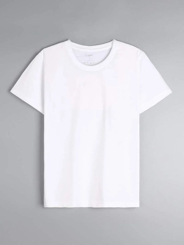 Shein Solid Round Neck Tee For Men, L +