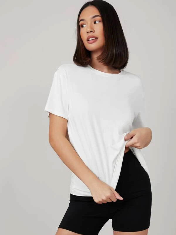 Shein Basics Drop Shoulder Solid Tee, S +