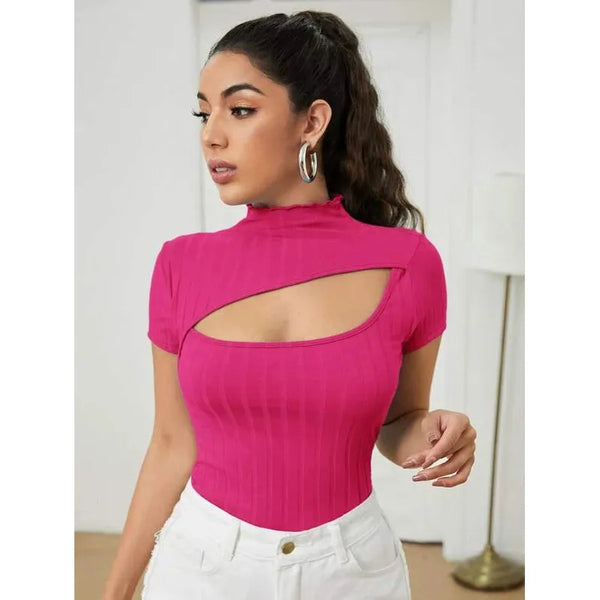 Shein Cutout Detail Solid Tee +