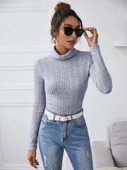 Shein Felegant Rolled Neck Rib-knit Tee, M +