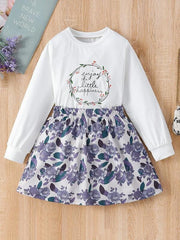 Shein Girls Slogan & Floral Print Pullover & Skirt, 13-14T +