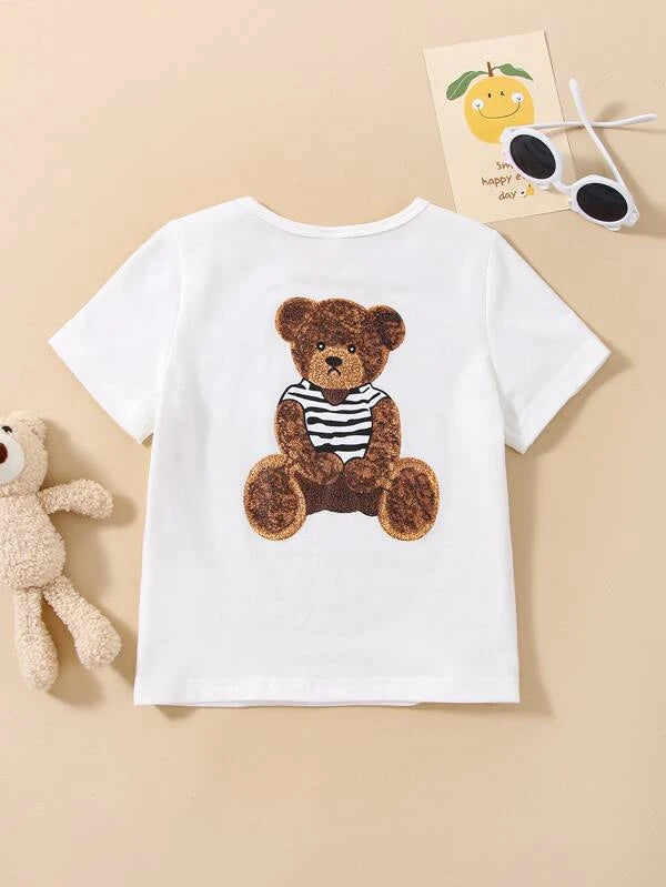 Shein Toddler Boys Bear Print Tee, 3-4T+