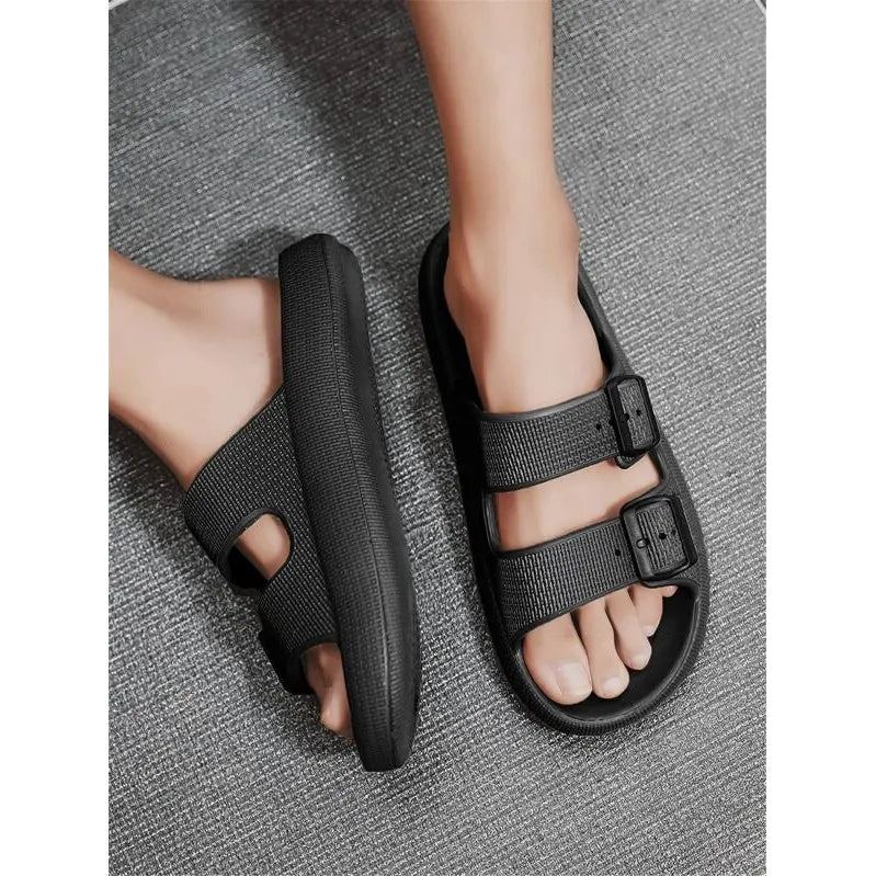 Shein Men Double Buckle Decor Bathroom Slipper -.