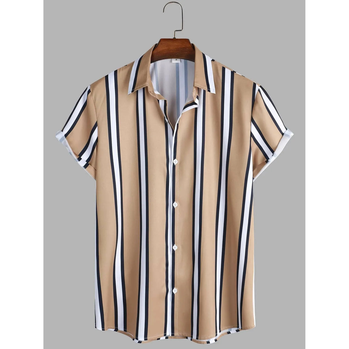 Shein Men Vertical Striped Button Through Shirt, M +