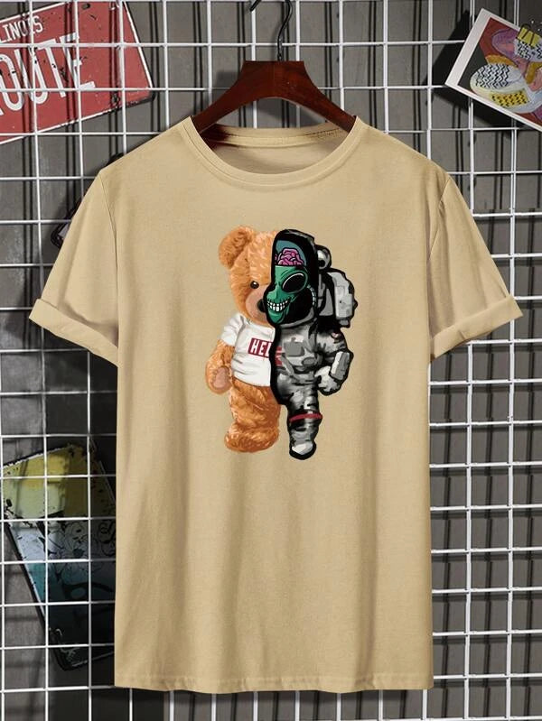 Shein Men Bear & Alien Print Tee, M *\