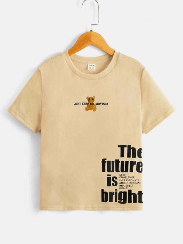 Shein Boys Bear & Slogan Graphic Tee, 13-14T+