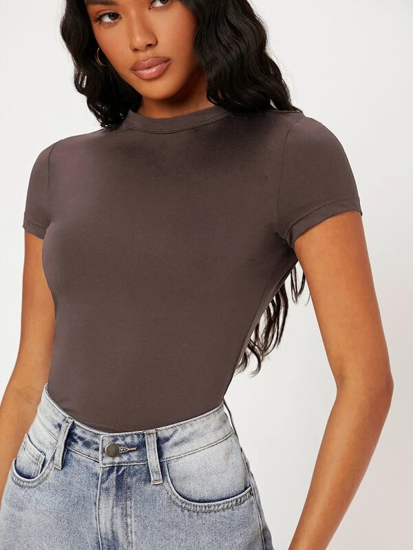 Shein Basics Solid Form Fitted Tee, S +
