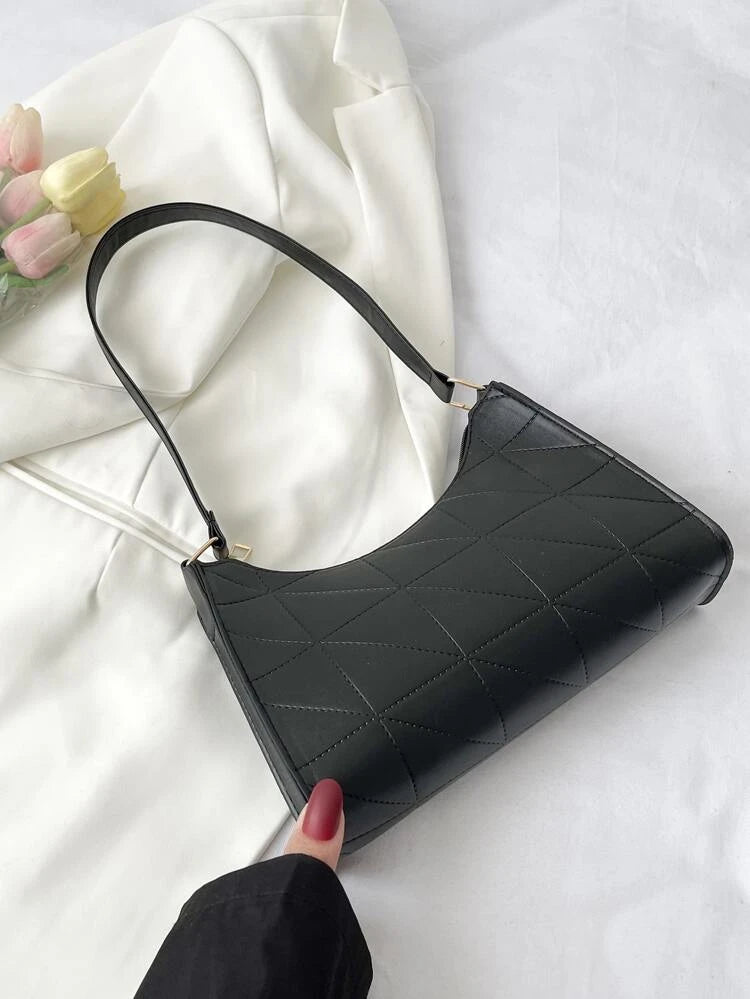 Shein Minimalist Quilted Baguette Bag >