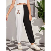 Shein Girls Bear Embroidery Two Tone Sweatpants, 10T +