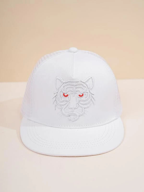 Shein Men Tiger Embroidery Mesh Panel Hip Hop Cap +