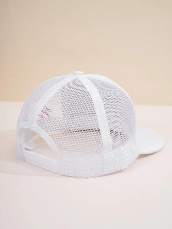Shein Men Tiger Embroidery Mesh Panel Hip Hop Cap +