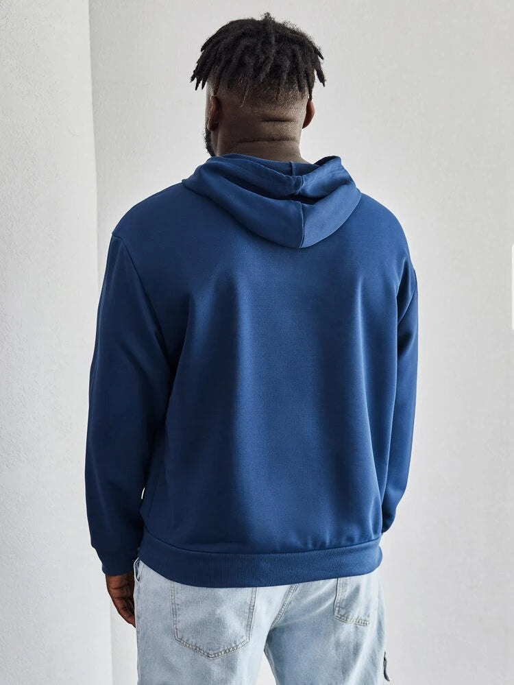 Shein Extended Sizes Men Letter Graphic Drawstring Hoodie, 3XL +