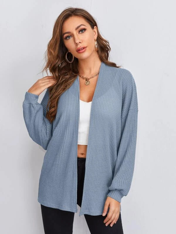 Shein BIZwear Drop Shoulder Waffle Knit Coat, L +