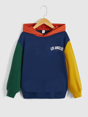 Shein Boys Letter Graphic Colorblock Hoodie +