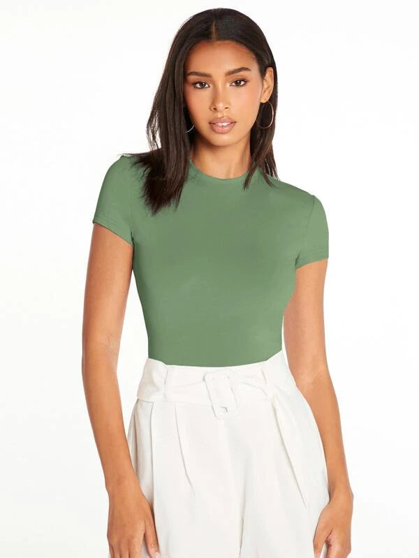 Shein BASICS Solid Form Fitted Tee, M +
