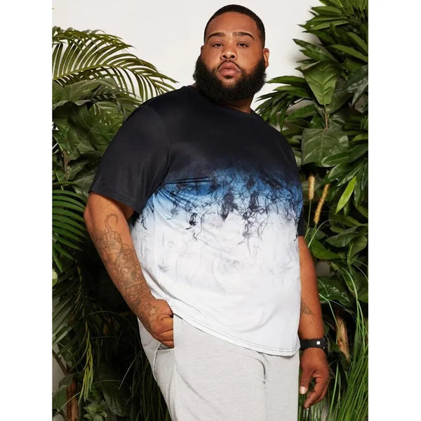 Shein Extended Sizes Men Ombre Graphic Print High Low Hem Tee, 3XL  +