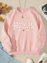 Shein Girls 1pc Letter Graphic Thermal Lined Sweatshirt, 9T +