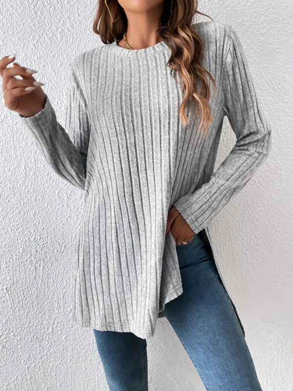 Shein Unity Split Hem Ribbed Knit Tee, M +