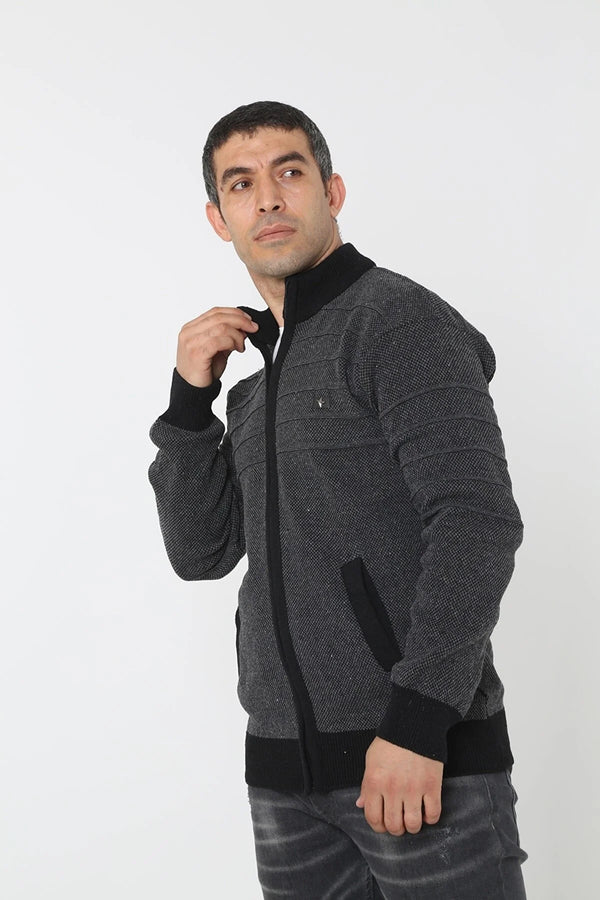 KMKkazan Baba Super Battal Knitwear Zippered Knitted Cardigan Sweater +