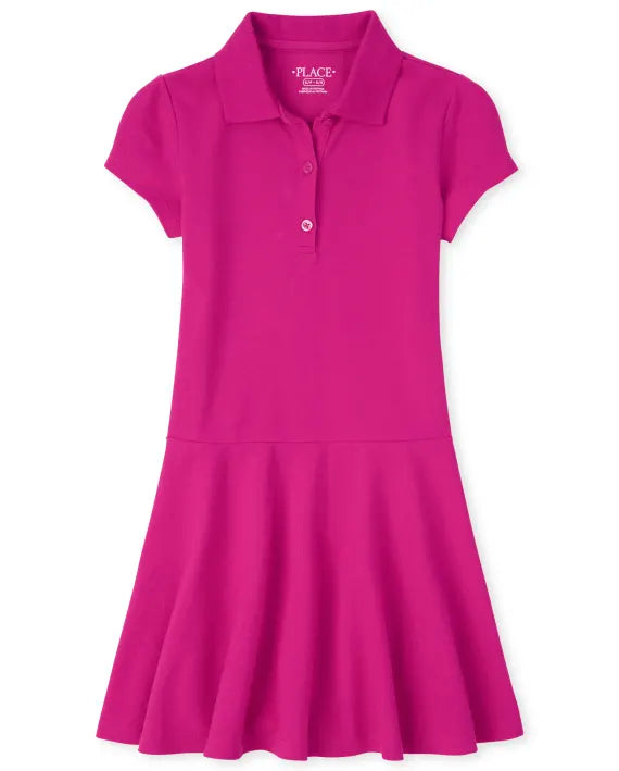 CH. Place Girls Uniform Pique Polo Dress, 14T*\