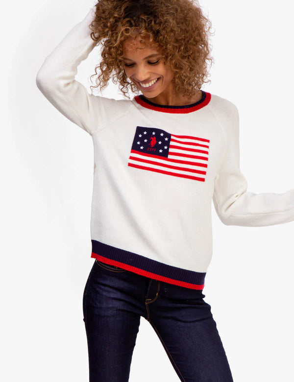 U.S. Polo Flag Crew Neck Sweater For Women*