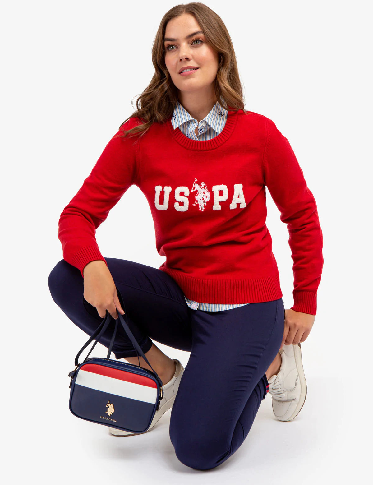 U.S. Polo Women's Logo Crew Neck Sweater +