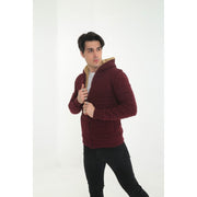 KMKkombin Men's Shearling Hooded Sports Cardigan with furry +