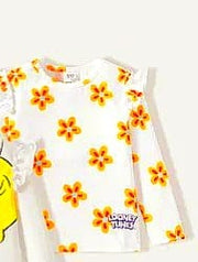 Pat Pat Girls Ruffle Trim Long Sleeves Floral T-shirt, 7-8T +