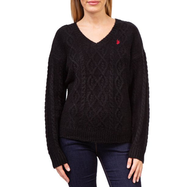 U.S. Polo V-Neck Cable Knit Sweater, XXL*/#