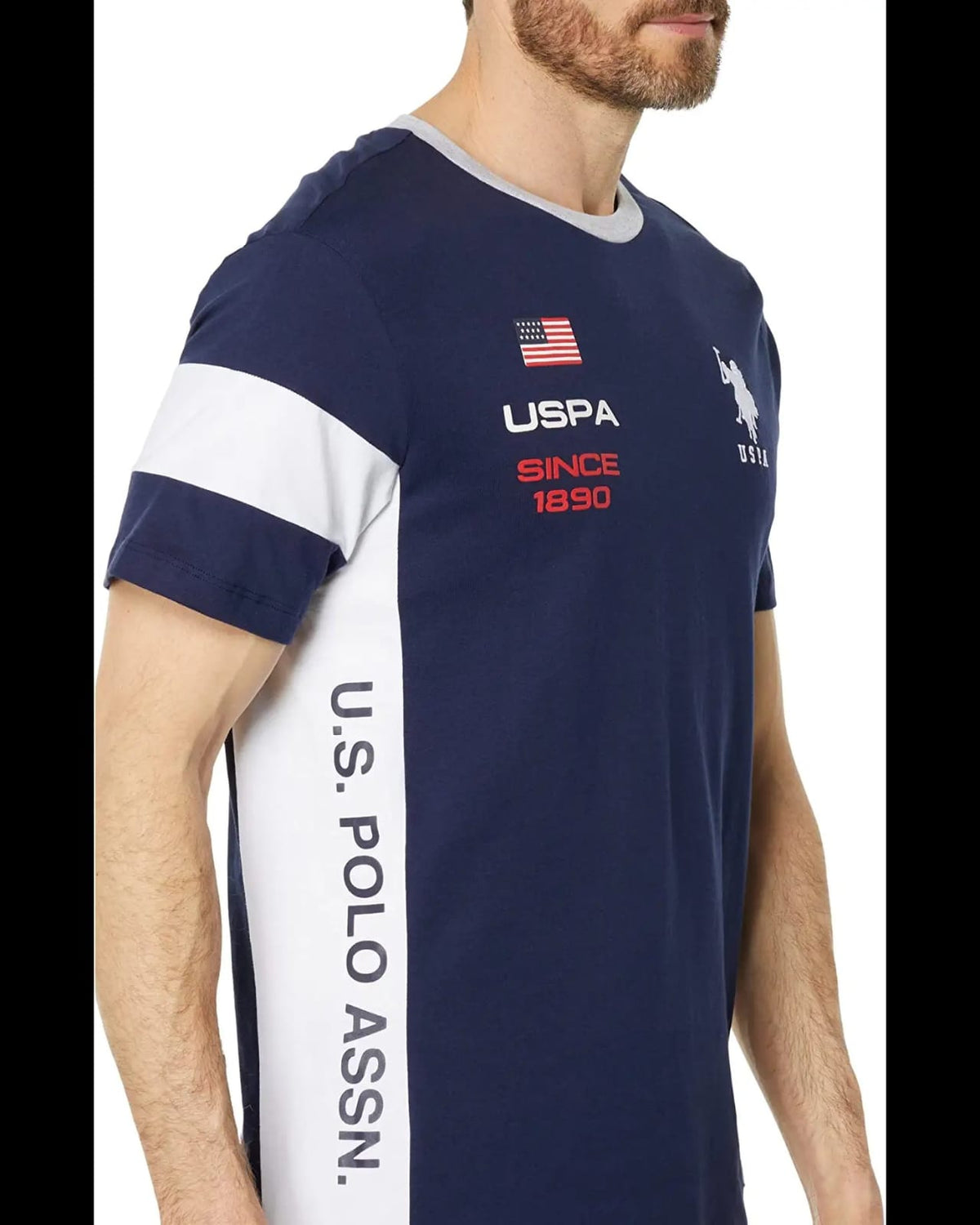 U.S. Polo Crew Neck Color-Block Jersey Tee, XL >