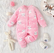 Pat Pat Baby Rabbit Pattern Allover Fluffy Long-sleeve Jumpsuit, 12M  +