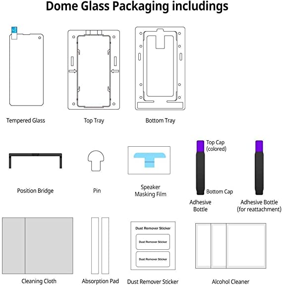 White Stone Dome Glass Galaxy S10 Screen Protector, Full Coverage Tempered Glass +