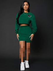 Shein SXY Letter Embroidered Raw Hem Crop Pullover without Skirt, L +