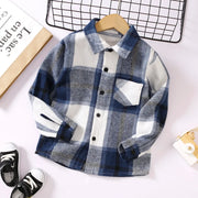 Pat Pat Baby boy's lapel collar button plaid long sleeve shirt design, 6-7T +
