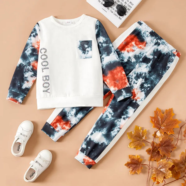 PAT PAT 2pcs Tie Dyed Pocket Design Pullover Sweater and Pants Set, 5-6T +
