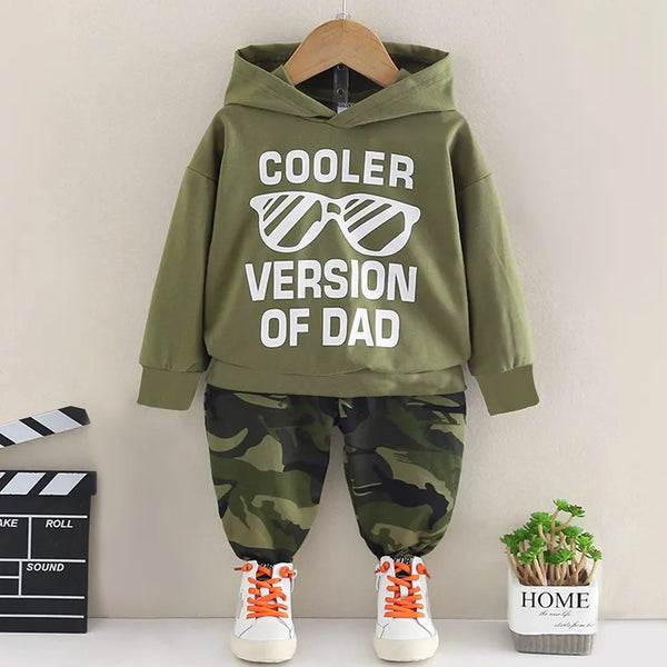 Pat Pat 2pcs Kid Boy Letter Print Green Hoodie Sweatshirt and Camouflage Print Pants Set, 6-7T*